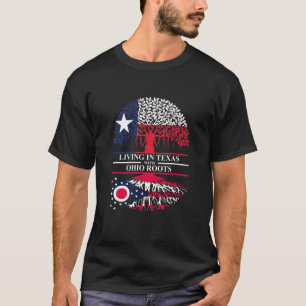 オハイオのルーツの祖先とテキサス州に住む州 Tシャツ