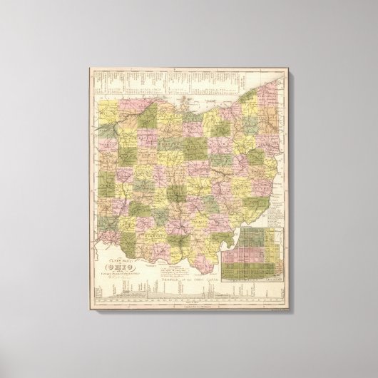 オハイオの新しい地図 キャンバスプリント (正面)