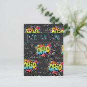 オハイオカラフルロットのグラフィティ州ラブグリーティング ポストカード (スタンド正面)