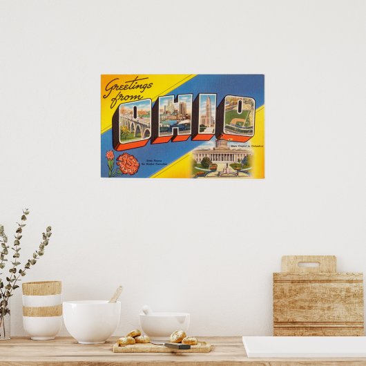 オハイオカラフル州からのヴィンテージの挨拶 ポスター (キッチン)