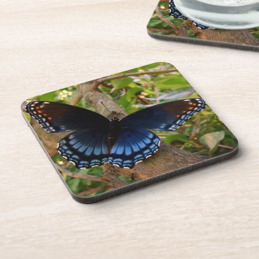 オハイオガーデンのブルーとブラックアゲハチョウ コースター (左側)