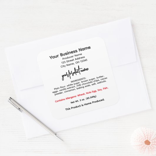 オハイオコテージ食品法ラベル スクエアシール (封筒)