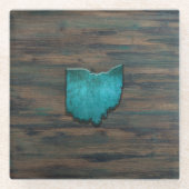 オハイオシェイプティール（緑がかった色） ガラスコースター (正面)