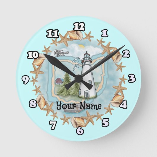 オハイオシェルズライトハウス時計 ラウンド壁時計 (正面)