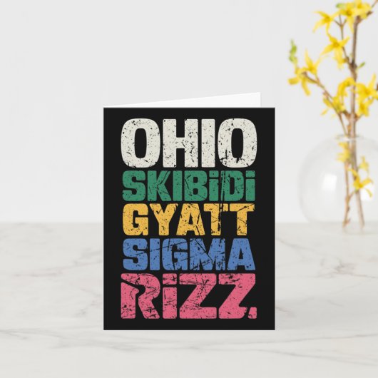 オハイオスキビディギャットシグマリズおもしろミームヴィンテージB カード (黄色い花)