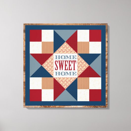 オハイオスターキルトブロック – ホームスイートホーム キャンバスプリント (正面)