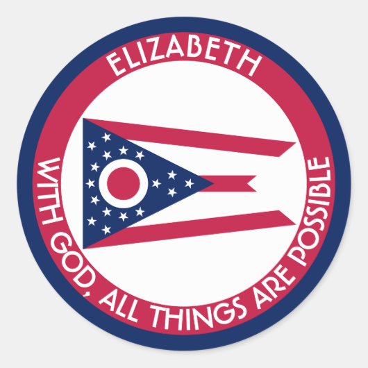 オハイオバージーザバッキー州パーソナライズされた旗 ラウンドシール (正面)