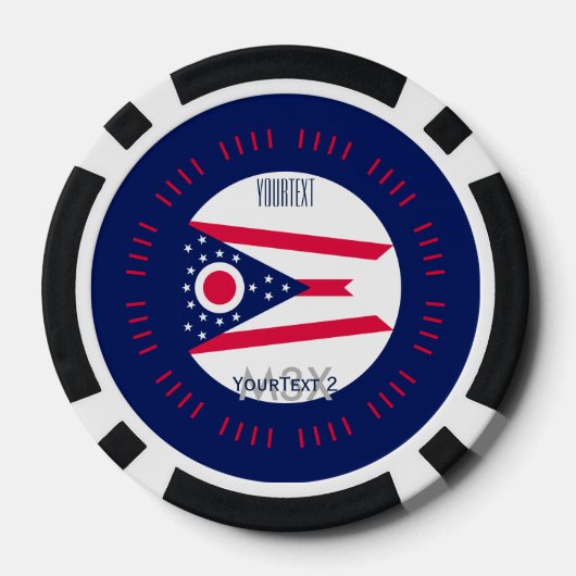 オハイオパーソナライズされた州旗の表示 ポーカーチップ (裏面)