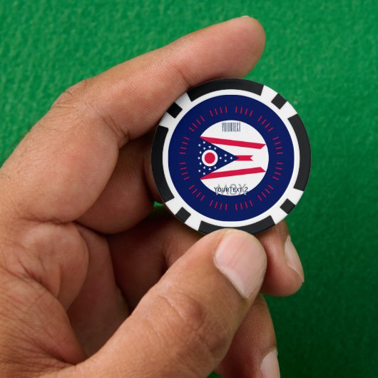オハイオパーソナライズされた州旗の表示 ポーカーチップ (手)