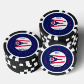 オハイオパーソナライズされた州旗の表示 ポーカーチップ (積み重ね)