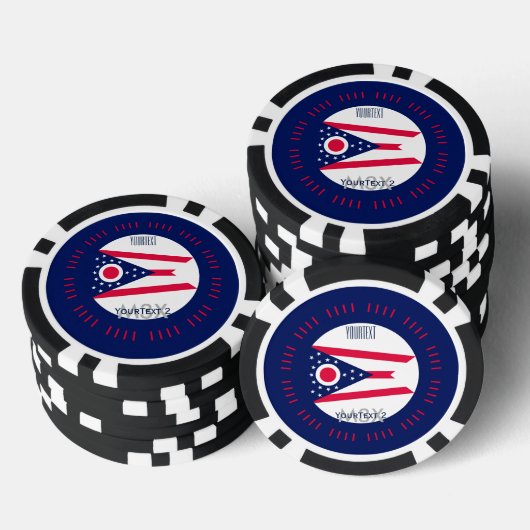 オハイオパーソナライズされた州旗の表示 ポーカーチップ (積み重ね)