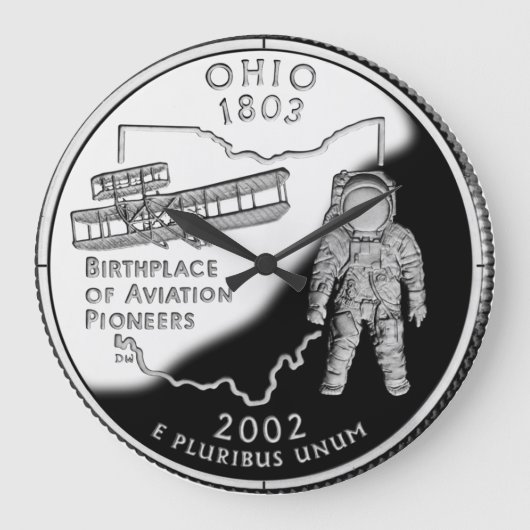 オハイオフェイク州クォータークロック ラージ壁時計 (正面)