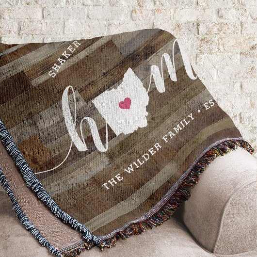 オハイオホーム州パーソナライズされたウッドルック スローブランケット