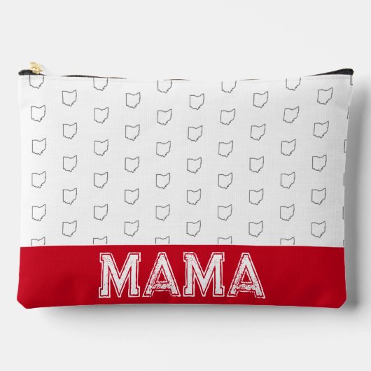 オハイオマママママザーズデイグレーとホワイト アクセサリーポーチ (正面)