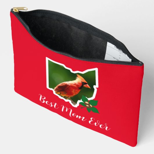 オハイオママ（鳥）ショウジョウコウカンチョウカスタムマザーズデイトイレタリーバッグ アクセサリーポーチ (見開き)