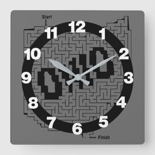 オハイオメイズパズル スクエア壁時計 (正面)