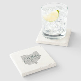 オハイオヴィンテージタイポグラフィバッキー州シェイプ灰色 ストーンコースター