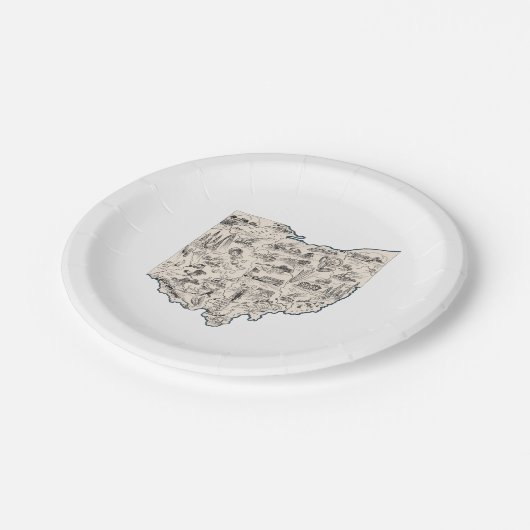 オハイオヴィンテージ写真マップ紙パーティープレート ペーパープレート (アングル)