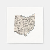 オハイオヴィンテージ写真地図アンティークバッキーチャート スタンダードカクテルナプキン (正面)