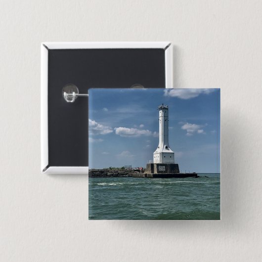 オハイオ写真家ヒューロンのライトハウス 缶バッジ (正面&裏面)