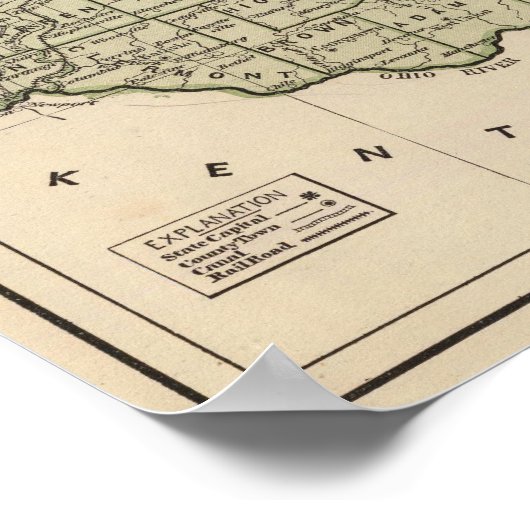 オハイオ地図 ポスター (角)