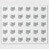 オハイオ型ヴィンテージグレイタイポグラフィ文字 ラッピングペーパー (フラット)