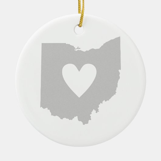 オハイオ型灰色ハートブケイエラブグレイ セラミックオーナメント (正面)