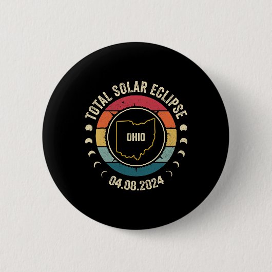 オハイオ太陽のトタルEclipse 2024アメリカのトータリティAp 缶バッジ (正面)