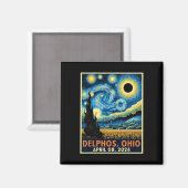 オハイオ太陽のトタルEclipse 2024星空の夜バンGog マグネット (正面/裏面)