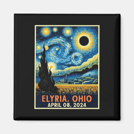 オハイオ太陽のトタルEclipse 2024星空の夜バンGog マグネット (正面)