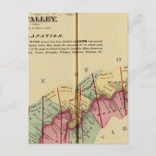 オハイオ川上流アトラスのインデックス地図 ポストカード (正面)