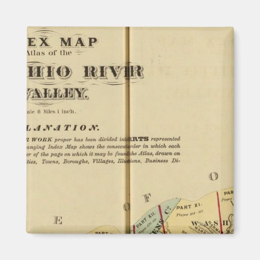 オハイオ川上流アトラスのインデックス地図 マグネット (正面)