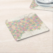 オハイオ州およびインディアナの地図 スクエアペーパーコースター (アングル)