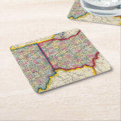 オハイオ州およびインディアナの郡地図 スクエアペーパーコースター (アングル)