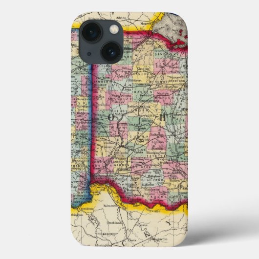 オハイオ州およびインディアナの郡地図 Case-Mate iPhoneケース (裏面)