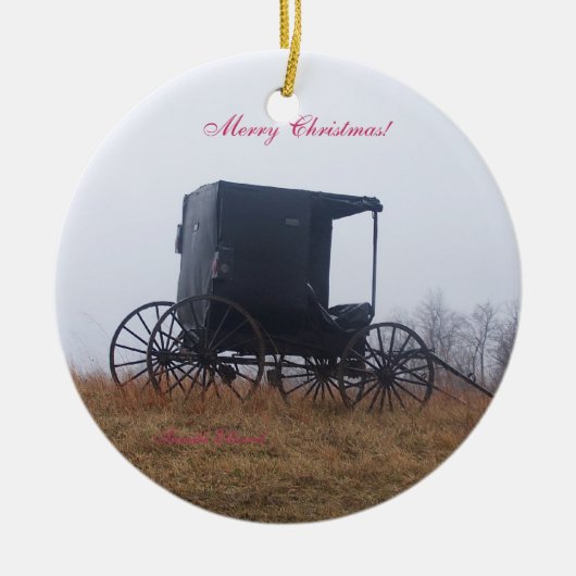 オハイオ州からのクリスマス場面 セラミックオーナメント (正面)