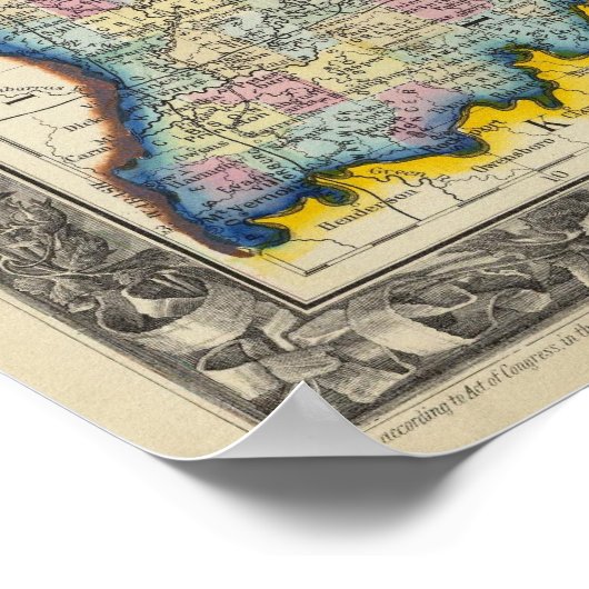 オハイオ州とインディアナの県地図 ポスター (角)