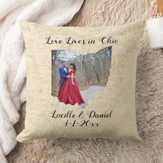 オハイオ州に住む古い地図州の写真 クッション (ブランケット)