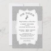 オハイオ州のシカはベビーシャワー、素朴な灰色白を強く反対します 招待状 (正面)