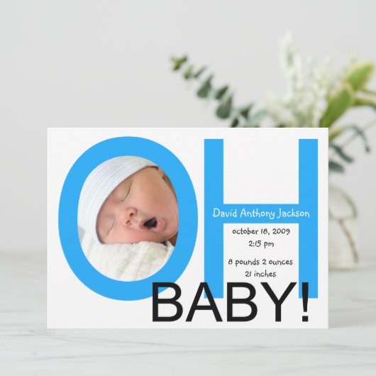 オハイオ州のベビーの誕生の発表(青い) 案内状 (スタンド正面)