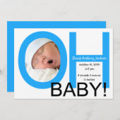 オハイオ州のベビーの誕生の発表(青い) 案内状 (正面/裏面)