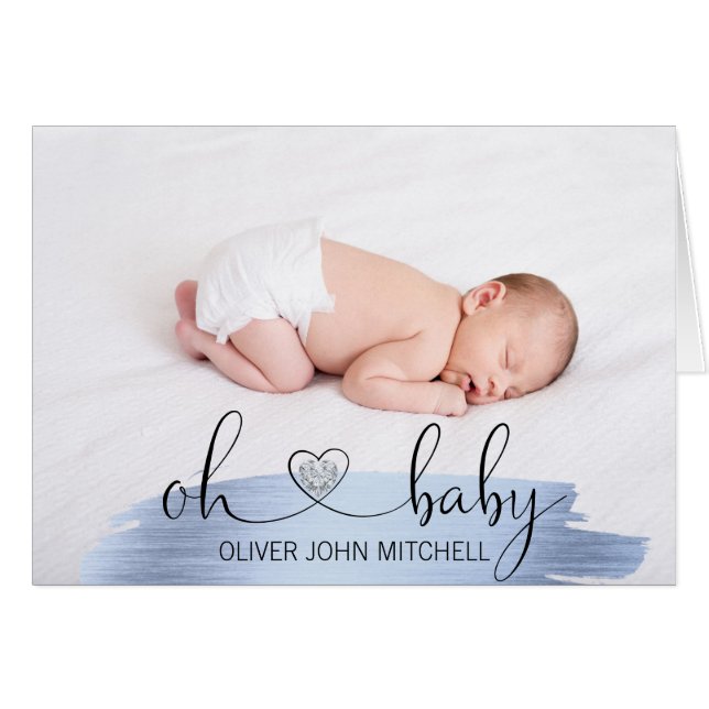 オハイオ州のベビーシャワーの青い金ゴールド|の写真ありがとう + 文字 (正面横)