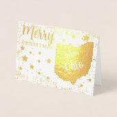 オハイオ州のメリークリスマス州写真 箔カード (正面)