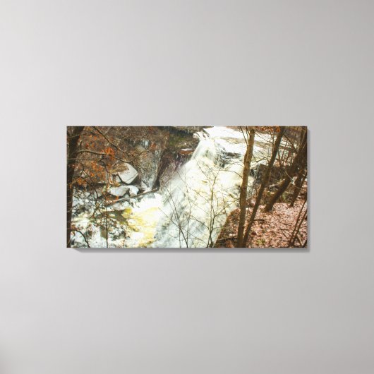 オハイオ州の冬のブランディワイン滝 キャンバスプリント (正面)