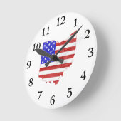 オハイオ州の地図の形をしたアメリカ国旗 ラウンド壁時計 (傾斜)