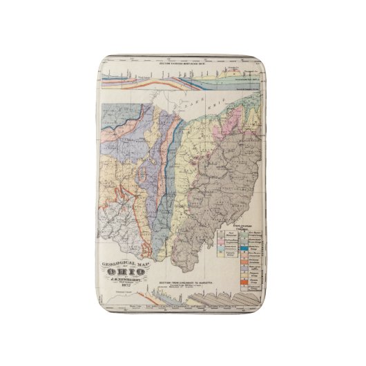 オハイオ州の地質地図 バスマット (正面縦)