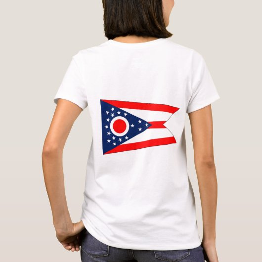 オハイオ州の女子フリースジップジョガー国旗 Tシャツ (裏面)