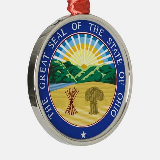 オハイオ州の州のシールアメリカ共和国の記号の旗 メタルオーナメント (右)