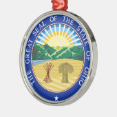 オハイオ州の州のシールアメリカ共和国の記号の旗 メタルオーナメント (左)