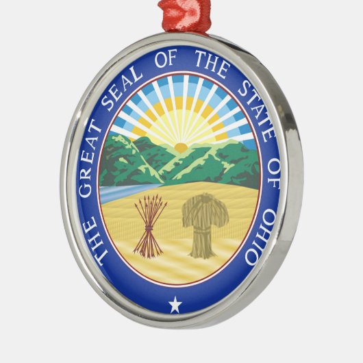 オハイオ州の州のシールアメリカ共和国の記号の旗 メタルオーナメント (左)